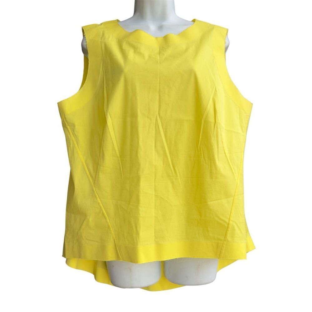 Lafayette 148 New York Poplin Top Sz 16 Yellow Sleeveless Blouse Business Casual